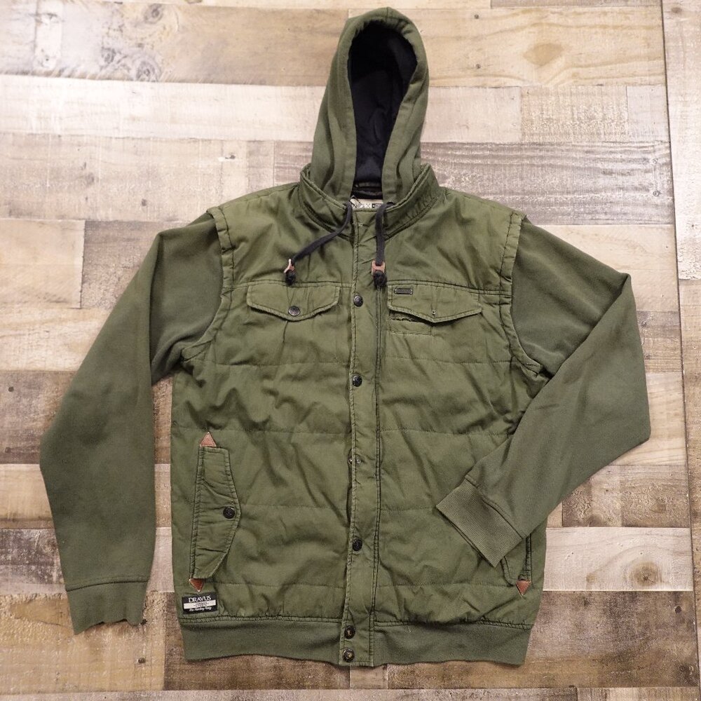 Dravus Casual Hunting Party Hooded Jacket‎ Men’s Large Olive Green Quilted